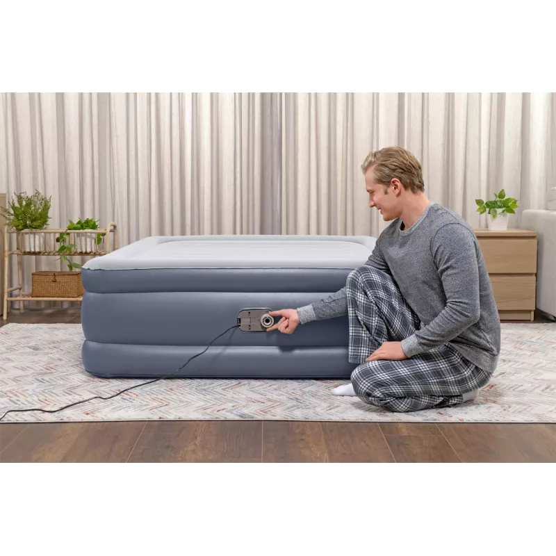 Bestway Tritech Colchão de ar Queen com bomba AC integrada e revestimento antimicrobiano 2,03 m x 1,52 m x 51 cm