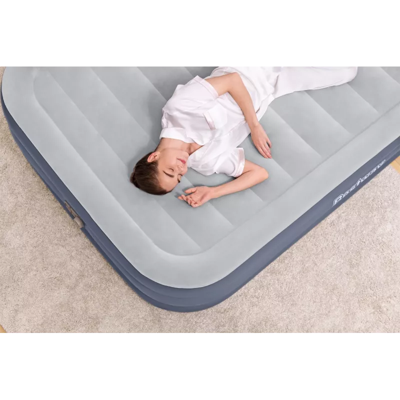 Bestway Tritech SleekFlow Colchão de ar com encosto Queen com bomba AC integrada e revestimento antimicrobiano 2,26 m x 1,52 m x 84 cm