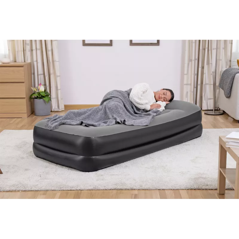 Bestway Tritech Colchão de ar Twin com bomba AC integrada e revestimento antimicrobiano 1,91 m x 97 cm x 46 cm