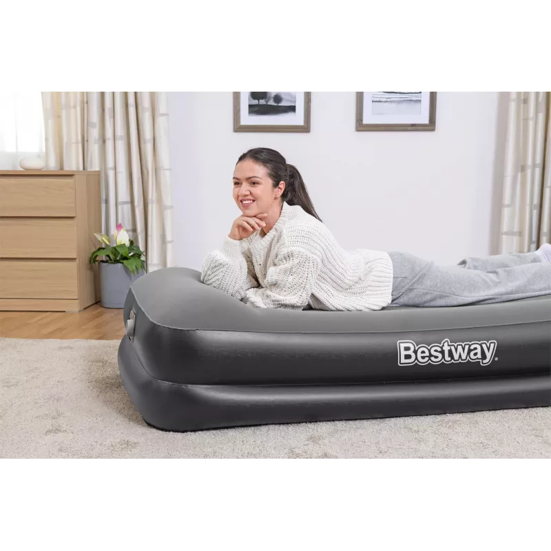 Bestway Tritech Colchão de ar Twin com bomba AC integrada e revestimento antimicrobiano 1,91 m x 97 cm x 46 cm