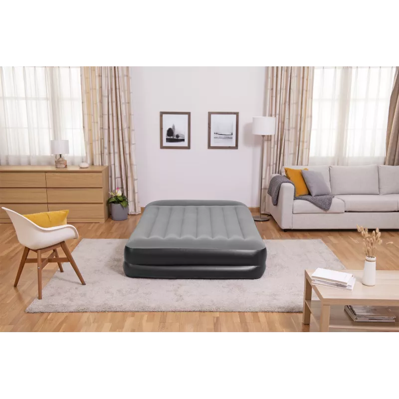 Bestway Tritech Colchão de ar Queen com bomba AC integrada e revestimento antimicrobiano 2,03 m x 1,52 m x 46 cm