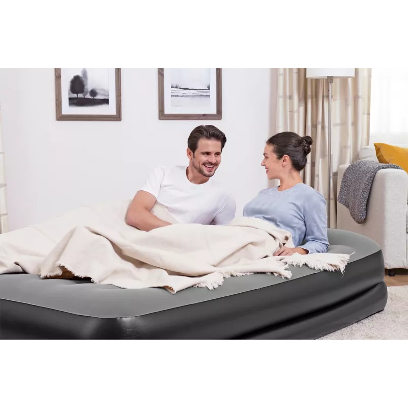 Bestway Tritech Colchão de ar Queen com bomba AC integrada e revestimento antimicrobiano 2,03 m x 1,52 m x 46 cm