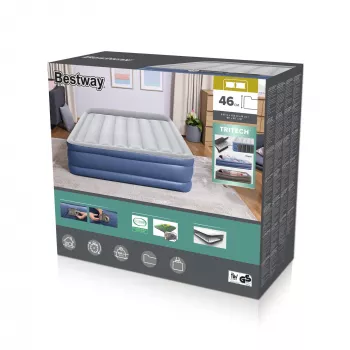 Bestway Tritech Cama de ar Queen com bomba AC integrada e revestimento antimicrobiano 2,03 m x 1,52 m x 46 cm