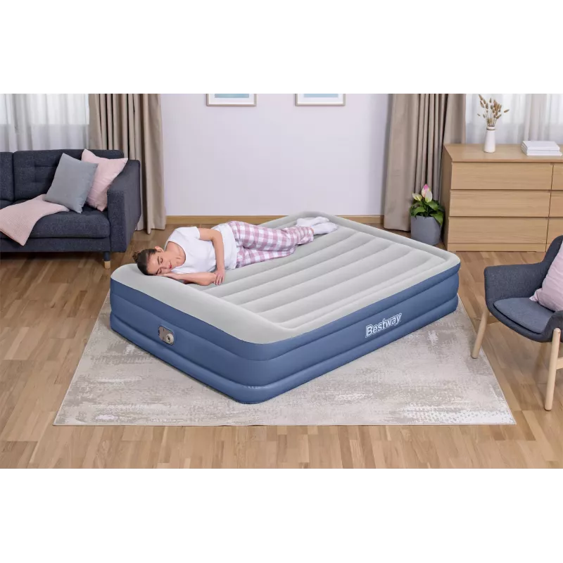 Bestway Tritech Cama de ar Queen com bomba AC integrada e revestimento antimicrobiano 2,03 m x 1,52 m x 46 cm