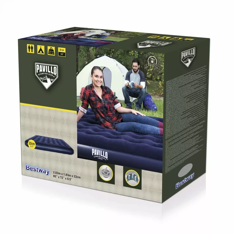 Bestway Flocked Airbed – King – 2,03 m x 1,83 m x 22 cm, Colchão duplo