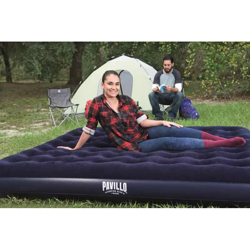Bestway Flocked Airbed – King – 2,03 m x 1,83 m x 22 cm, Colchão duplo