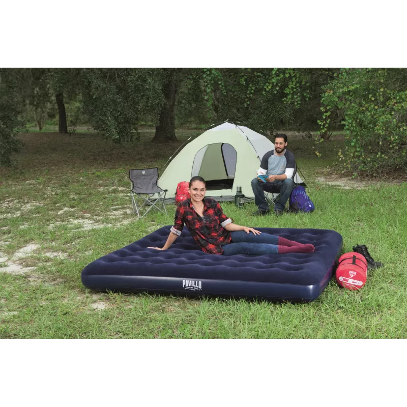 Bestway Flocked Airbed – King – 2,03 m x 1,83 m x 22 cm, Colchão duplo