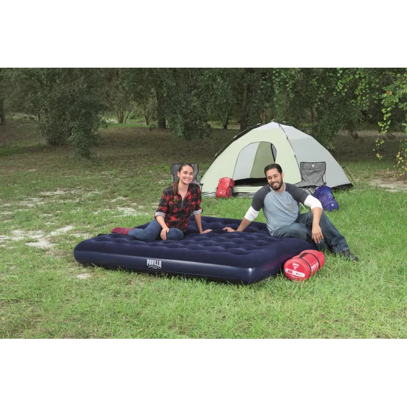 Bestway Flocked Airbed – King – 2,03 m x 1,83 m x 22 cm, Colchão duplo