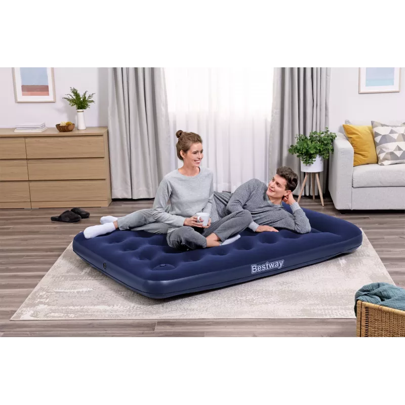 Bestway Colchão de ar Full com bomba de pé incorporada 1,91 m x 1,37 m x 28 cm