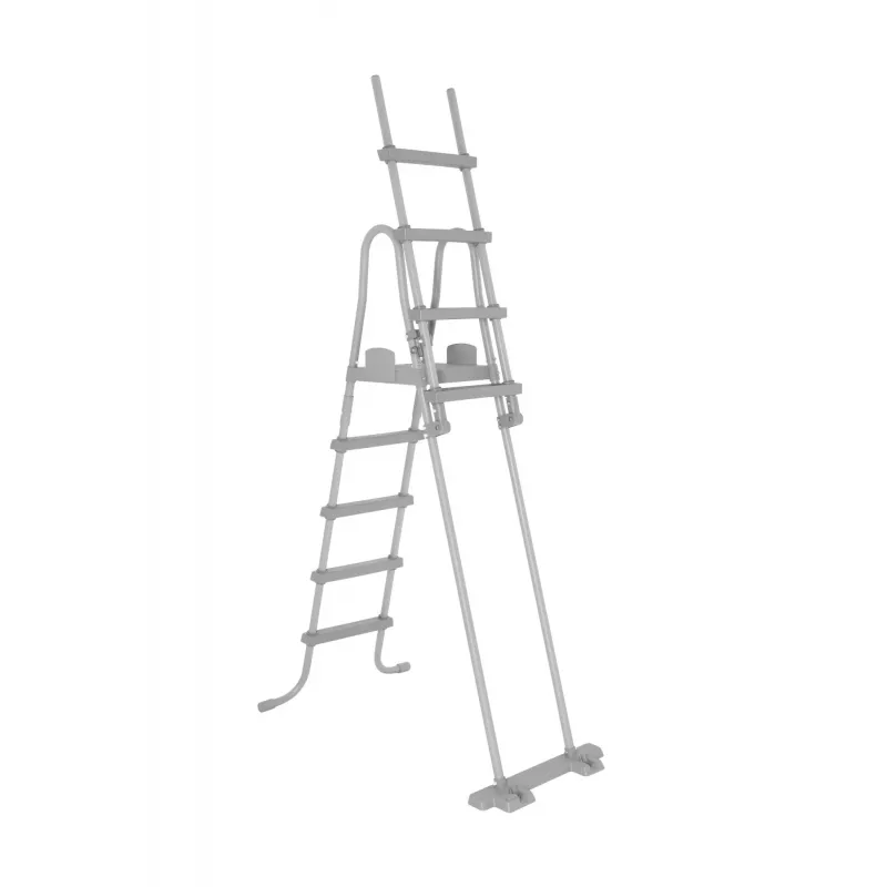 Bestway Flip & Lock Escada para piscina elevada 1,32 m, Escada, Cinzento, Metal, Plástico, 150 kg, 4 degraus, EN16582