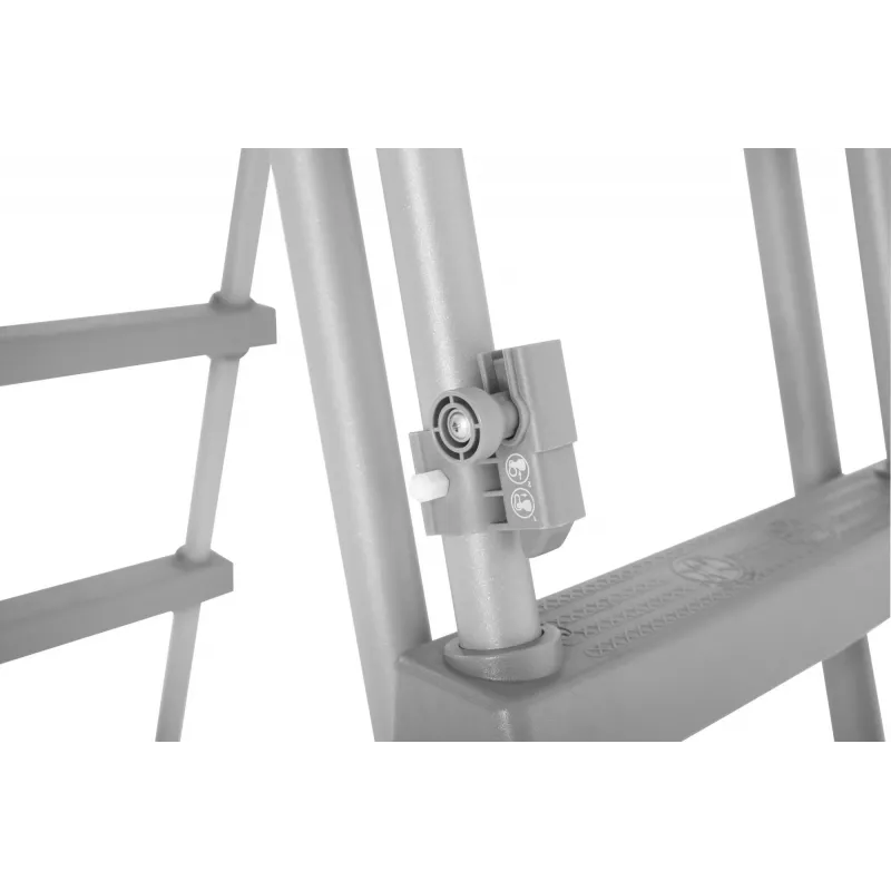 Bestway Flip & Lock Escada para piscina elevada 1,32 m, Escada, Cinzento, Metal, Plástico, 150 kg, 4 degraus, EN16582