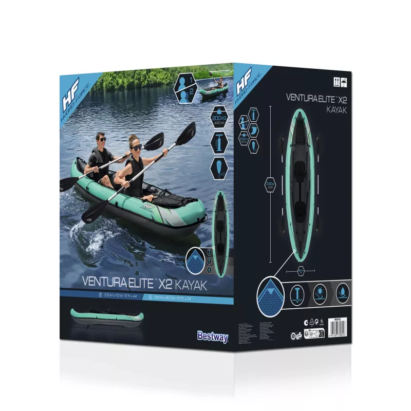 Bestway Hydro-Force Ventura Elite X2 Conjunto de caiaque insuflável 3,30 m