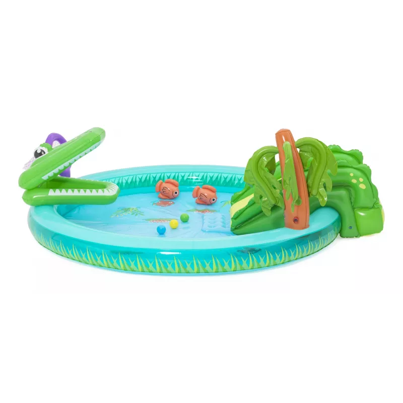 Bestway Crocodile Cove Centro de brincadeira aquática e piscina insuflável para crianças 2,24 m x 1,81 m x 72 cm