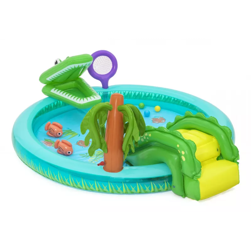 Bestway Crocodile Cove Centro de brincadeira aquática e piscina insuflável para crianças 2,24 m x 1,81 m x 72 cm