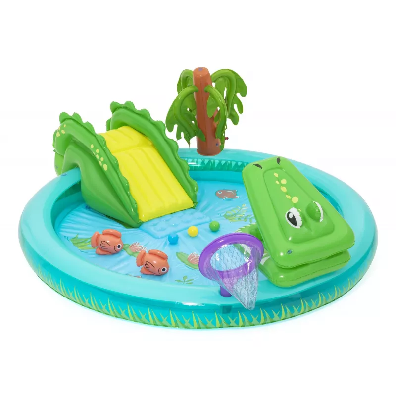 Bestway Crocodile Cove Centro de brincadeira aquática e piscina insuflável para crianças 2,24 m x 1,81 m x 72 cm