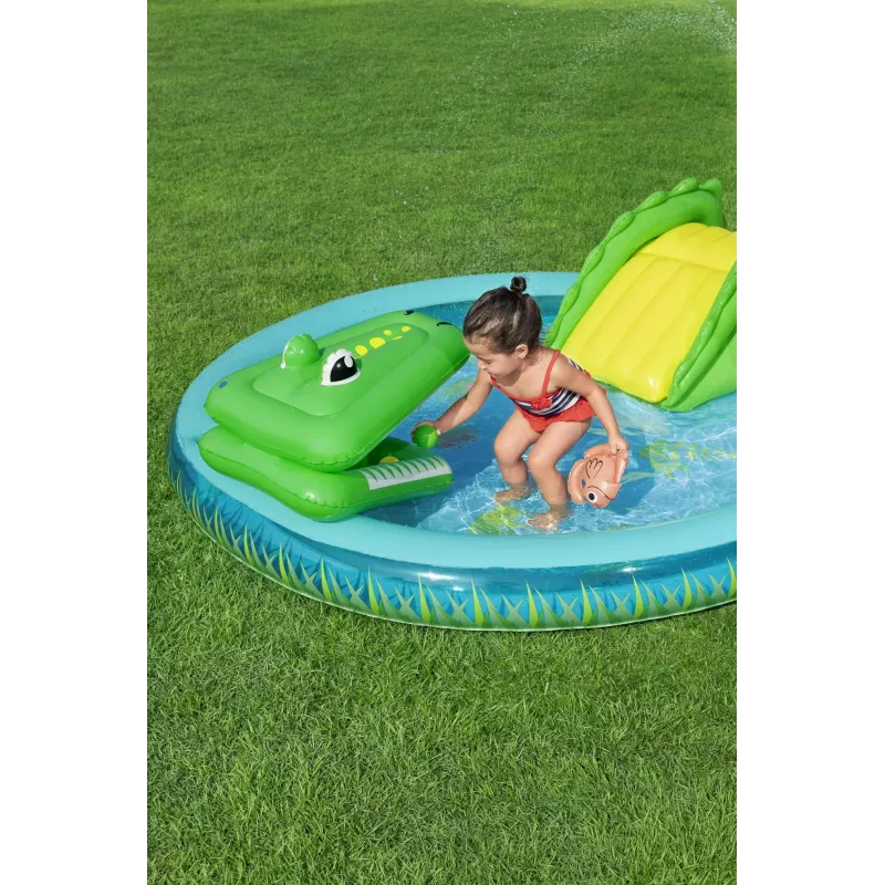 Bestway Crocodile Cove Centro de brincadeira aquática e piscina insuflável para crianças 2,24 m x 1,81 m x 72 cm