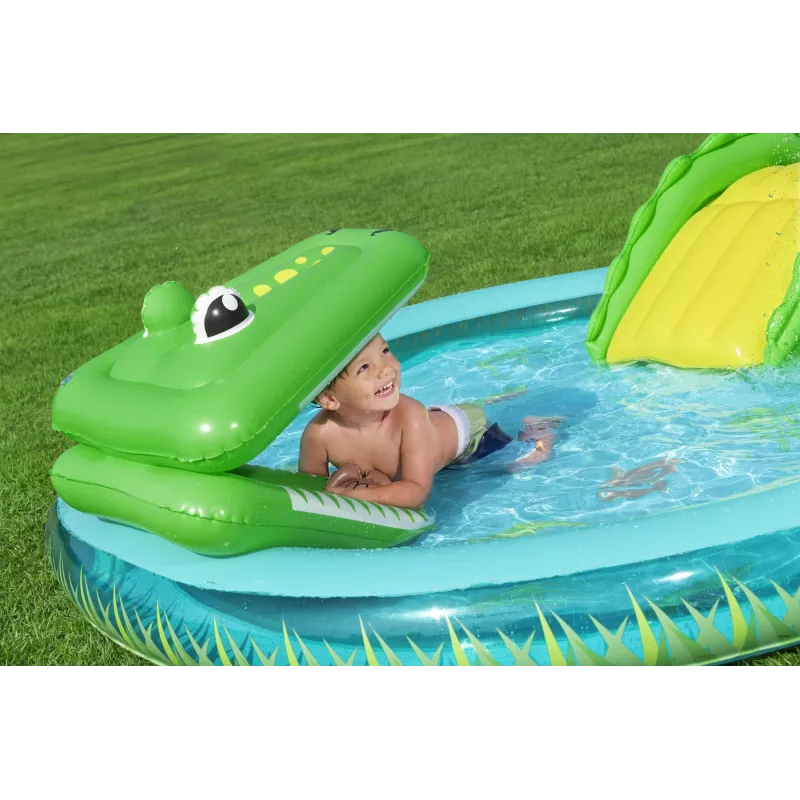 Bestway Crocodile Cove Centro de brincadeira aquática e piscina insuflável para crianças 2,24 m x 1,81 m x 72 cm
