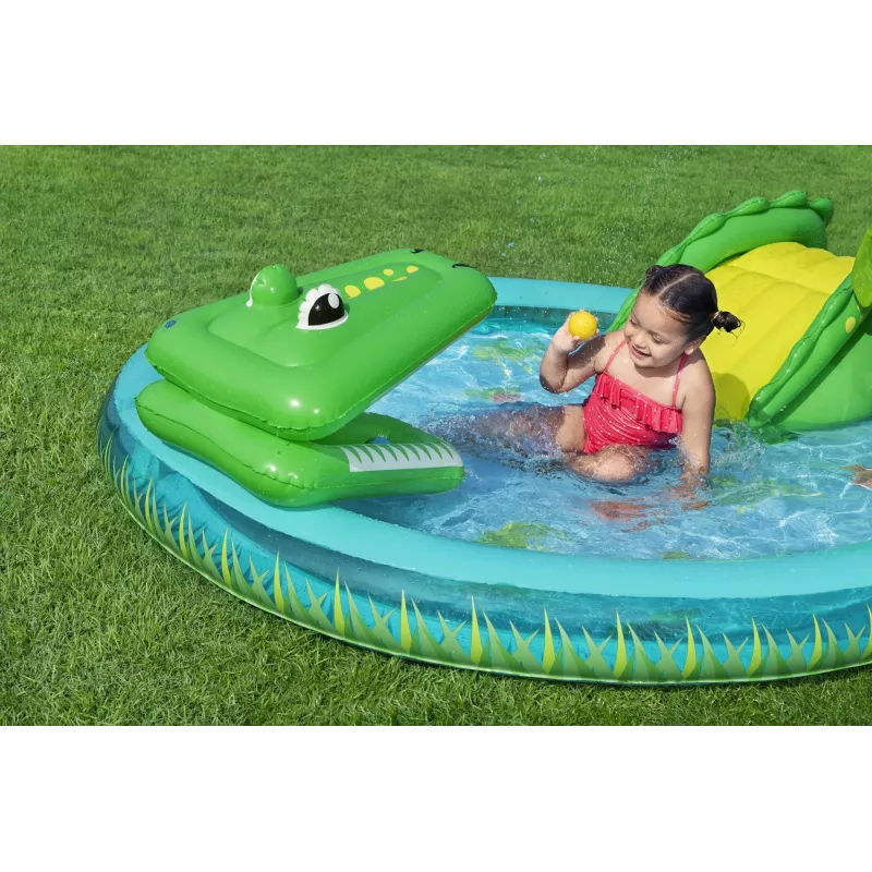 Bestway Crocodile Cove Centro de brincadeira aquática e piscina insuflável para crianças 2,24 m x 1,81 m x 72 cm