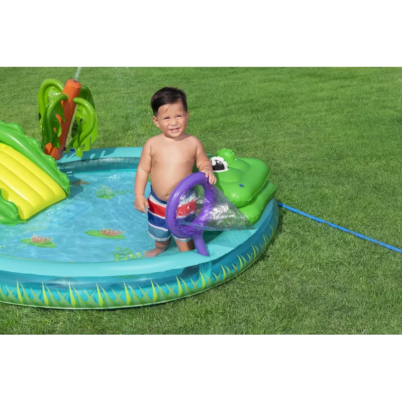 Bestway Crocodile Cove Centro de brincadeira aquática e piscina insuflável para crianças 2,24 m x 1,81 m x 72 cm
