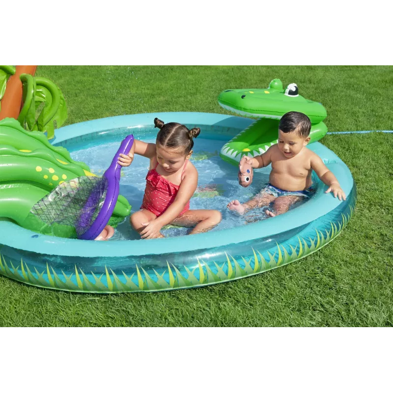 Bestway Crocodile Cove Centro de brincadeira aquática e piscina insuflável para crianças 2,24 m x 1,81 m x 72 cm