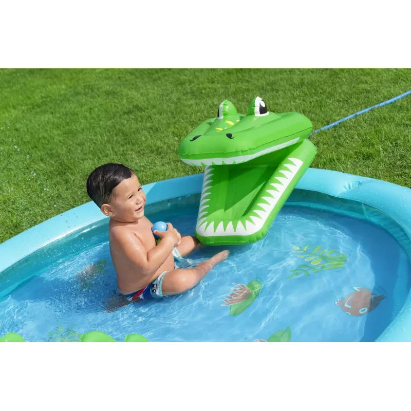 Bestway Crocodile Cove Centro de brincadeira aquática e piscina insuflável para crianças 2,24 m x 1,81 m x 72 cm