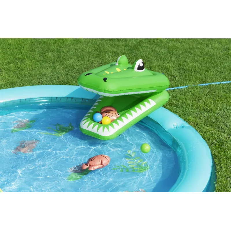 Bestway Crocodile Cove Centro de brincadeira aquática e piscina insuflável para crianças 2,24 m x 1,81 m x 72 cm