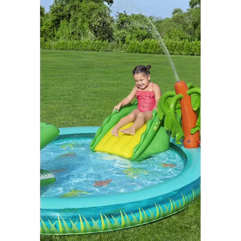 Bestway Crocodile Cove Centro de brincadeira aquática e piscina insuflável para crianças 2,24 m x 1,81 m x 72 cm