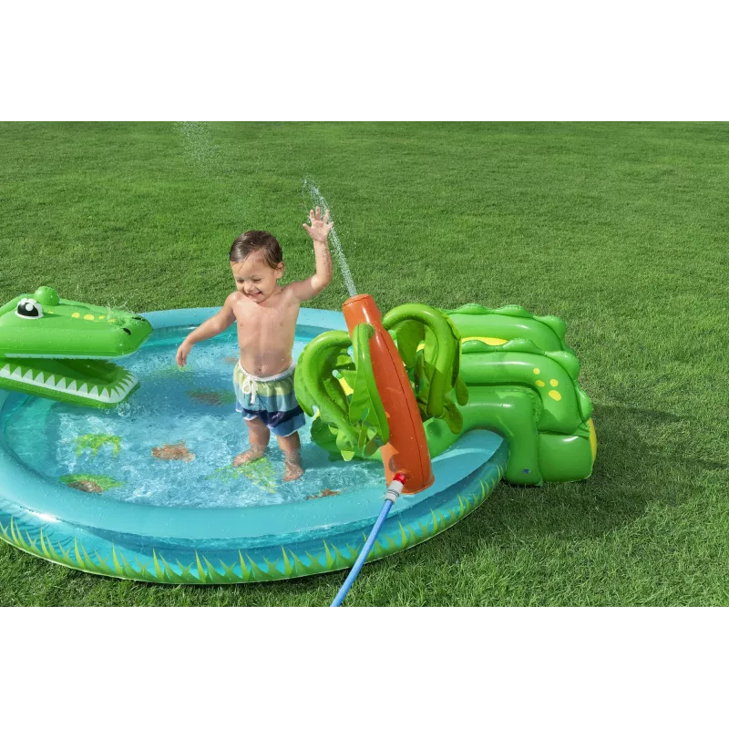 Bestway Crocodile Cove Centro de brincadeira aquática e piscina insuflável para crianças 2,24 m x 1,81 m x 72 cm