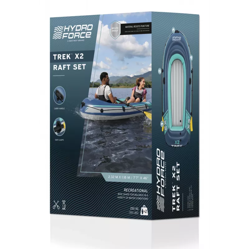 Bestway Hydro Force Trek X2 Conjunto de jangada insuflável para 2 pessoas 2,32 m