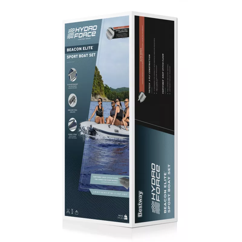 Bestway Hydro Force Beacon Elite Conjunto de barco desportivo insuflável para 5 pessoas 3,35 m