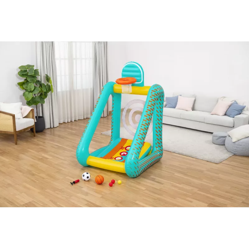 Bestway Perfect Aim Jogo de jardim insuflável 3 em 1, Centro de brincadeira insuflável, 5 ano(s), Policloreto de vinilo (PVC), Multicolor