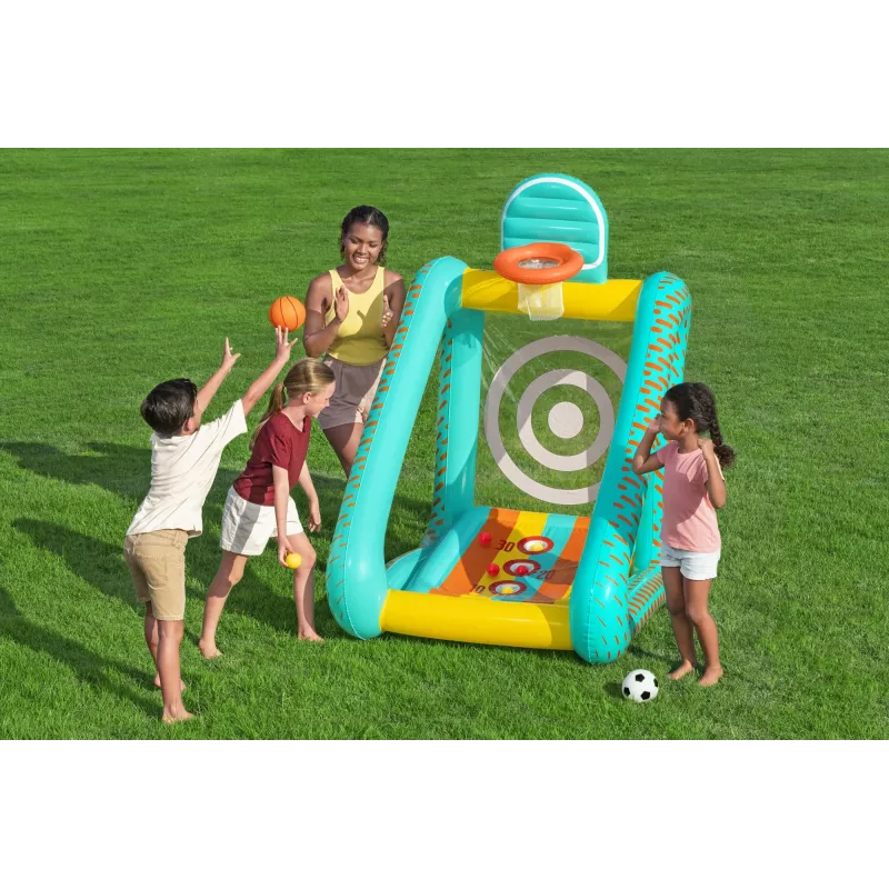 Bestway Perfect Aim Jogo de jardim insuflável 3 em 1, Centro de brincadeira insuflável, 5 ano(s), Policloreto de vinilo (PVC), Multicolor