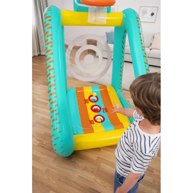 Bestway Perfect Aim Jogo de jardim insuflável 3 em 1, Centro de brincadeira insuflável, 5 ano(s), Policloreto de vinilo (PVC), Multicolor
