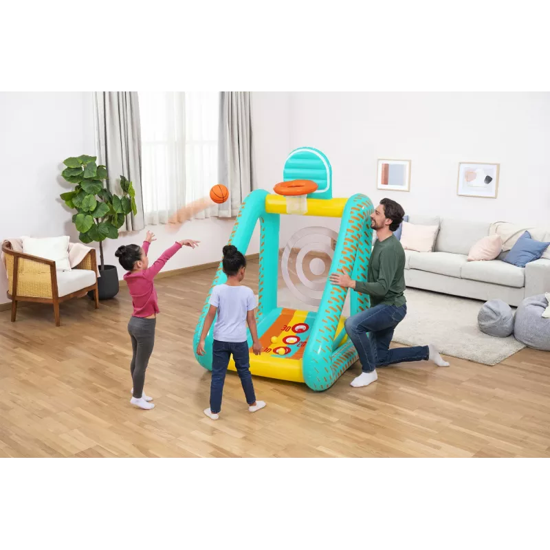 Bestway Perfect Aim Jogo de jardim insuflável 3 em 1, Centro de brincadeira insuflável, 5 ano(s), Policloreto de vinilo (PVC), Multicolor