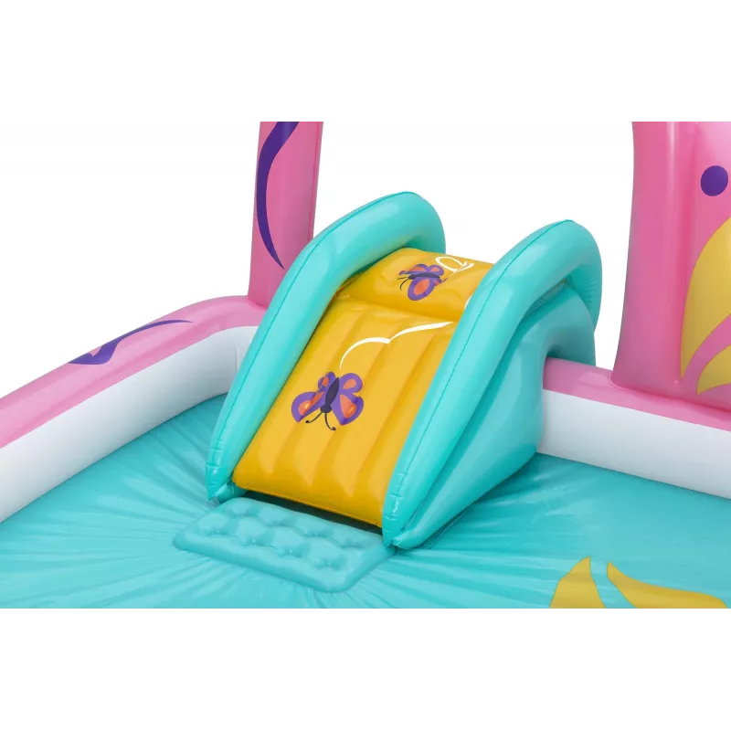 Bestway Butterfly Wonder Centro de brincadeira aquática e piscina insuflável para crianças 1,80 m x 1,80 m x 1,17 m