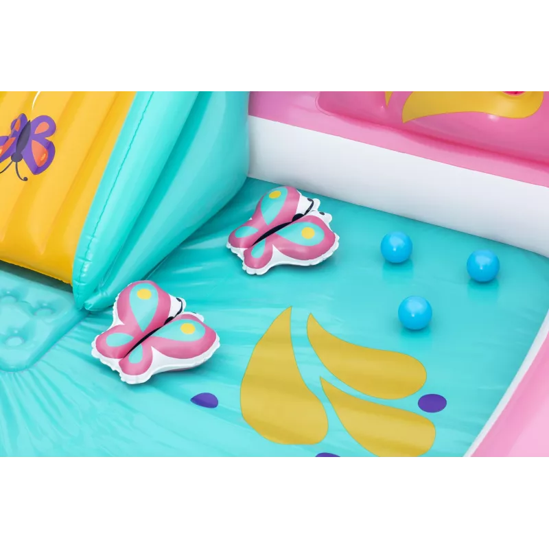 Bestway Butterfly Wonder Centro de brincadeira aquática e piscina insuflável para crianças 1,80 m x 1,80 m x 1,17 m