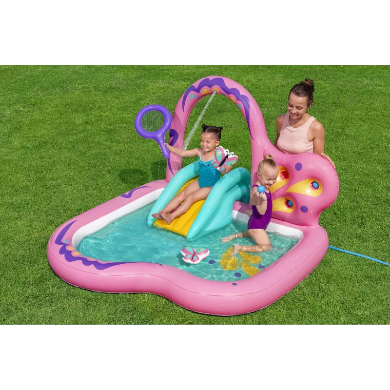 Bestway Butterfly Wonder Centro de brincadeira aquática e piscina insuflável para crianças 1,80 m x 1,80 m x 1,17 m