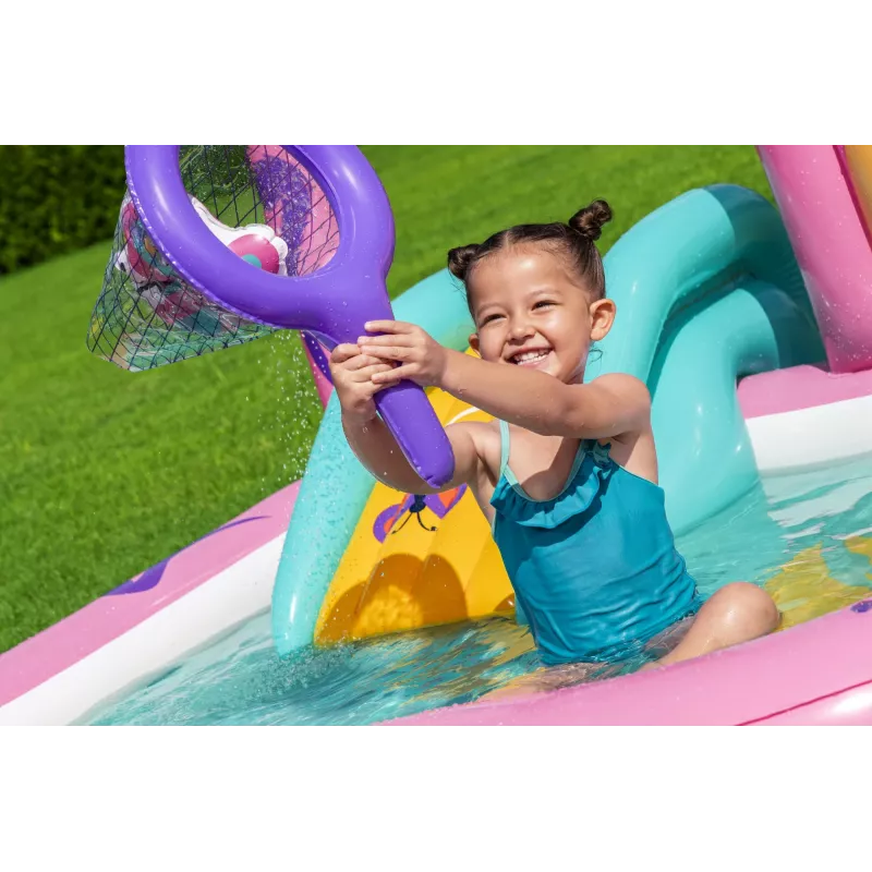 Bestway Butterfly Wonder Centro de brincadeira aquática e piscina insuflável para crianças 1,80 m x 1,80 m x 1,17 m