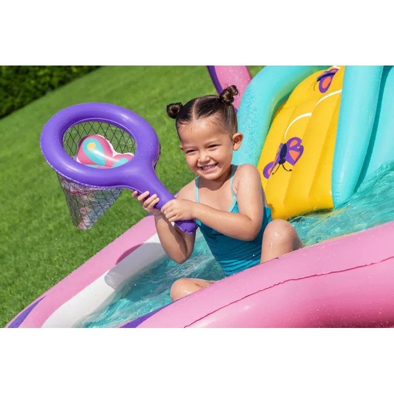 Bestway Butterfly Wonder Centro de brincadeira aquática e piscina insuflável para crianças 1,80 m x 1,80 m x 1,17 m
