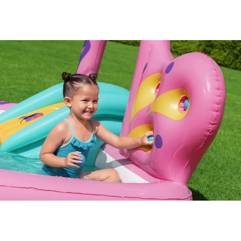 Bestway Butterfly Wonder Centro de brincadeira aquática e piscina insuflável para crianças 1,80 m x 1,80 m x 1,17 m