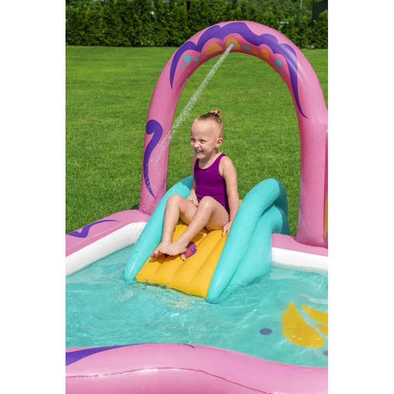 Bestway Butterfly Wonder Centro de brincadeira aquática e piscina insuflável para crianças 1,80 m x 1,80 m x 1,17 m