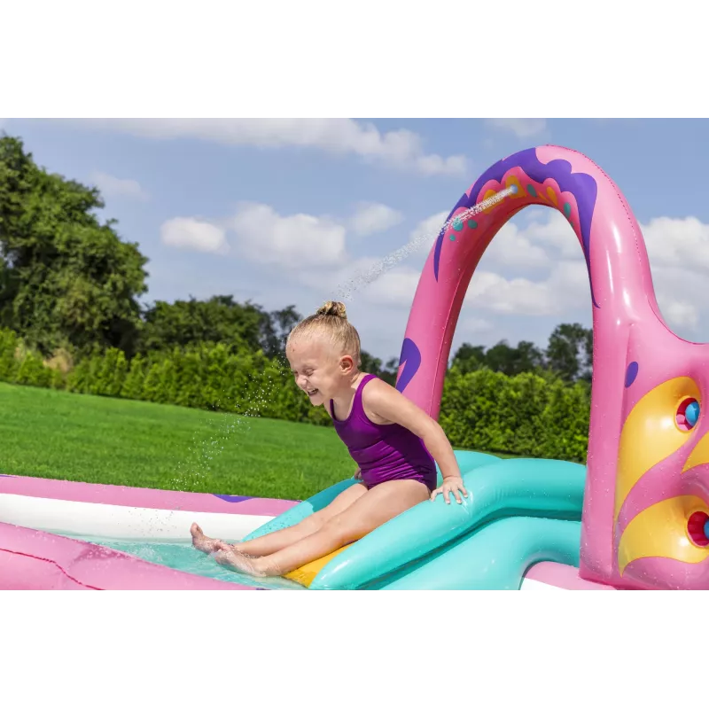 Bestway Butterfly Wonder Centro de brincadeira aquática e piscina insuflável para crianças 1,80 m x 1,80 m x 1,17 m