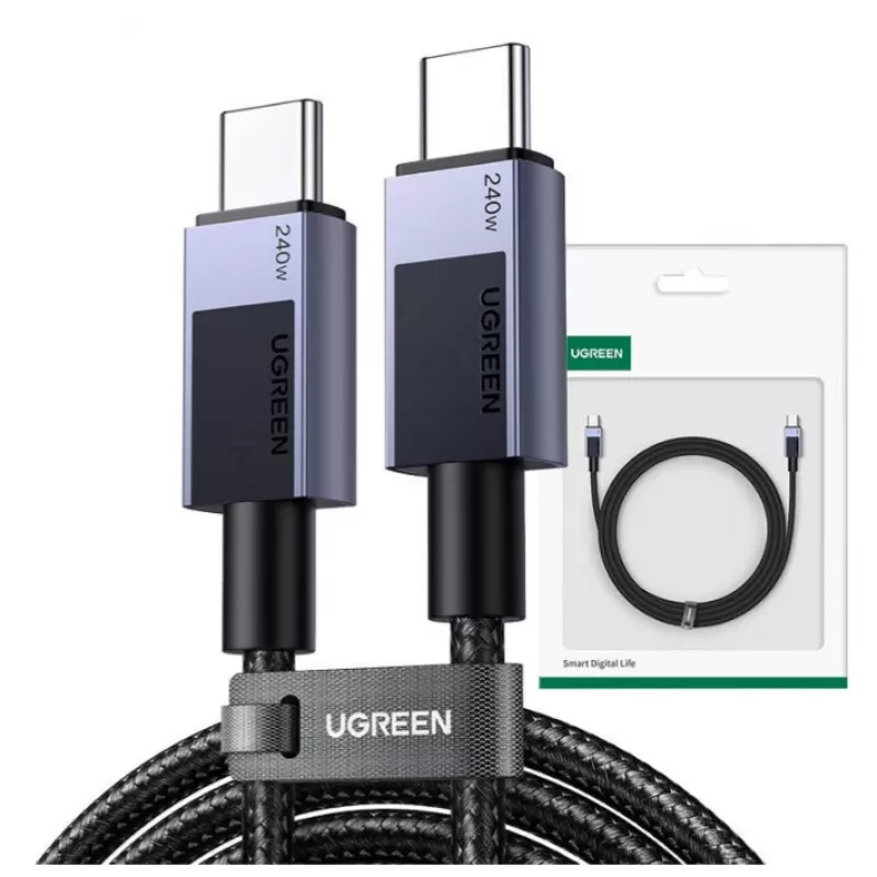 Ugreen 45068 Cabo USB 2 m USB C 0,48 Gbit/s 240 W Preto, Cinzento