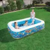 Bestway Piscina de brincar familiar insuflável 2,29 m x 1,52 m x 56 cm, Piscina insuflável, 702 L, Retangular, 6 anos, Vinil, Multicolor