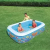 Bestway Piscina de brincar familiar insuflável 2,29 m x 1,52 m x 56 cm, Piscina insuflável, 702 L, Retangular, 6 anos, Vinil, Multicolor