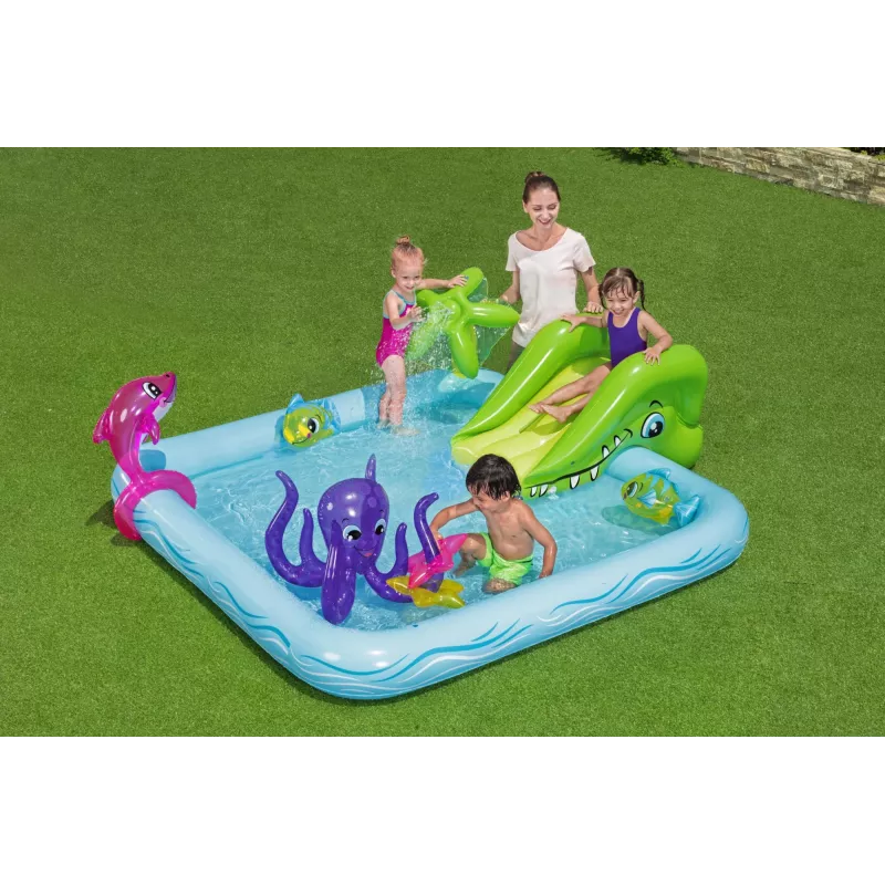 Bestway Play Center Fantastic Aquarium Piscina de brincar, piscina insuflável, 308 L, Forma de 8, 2 a., Vinil, multicolor