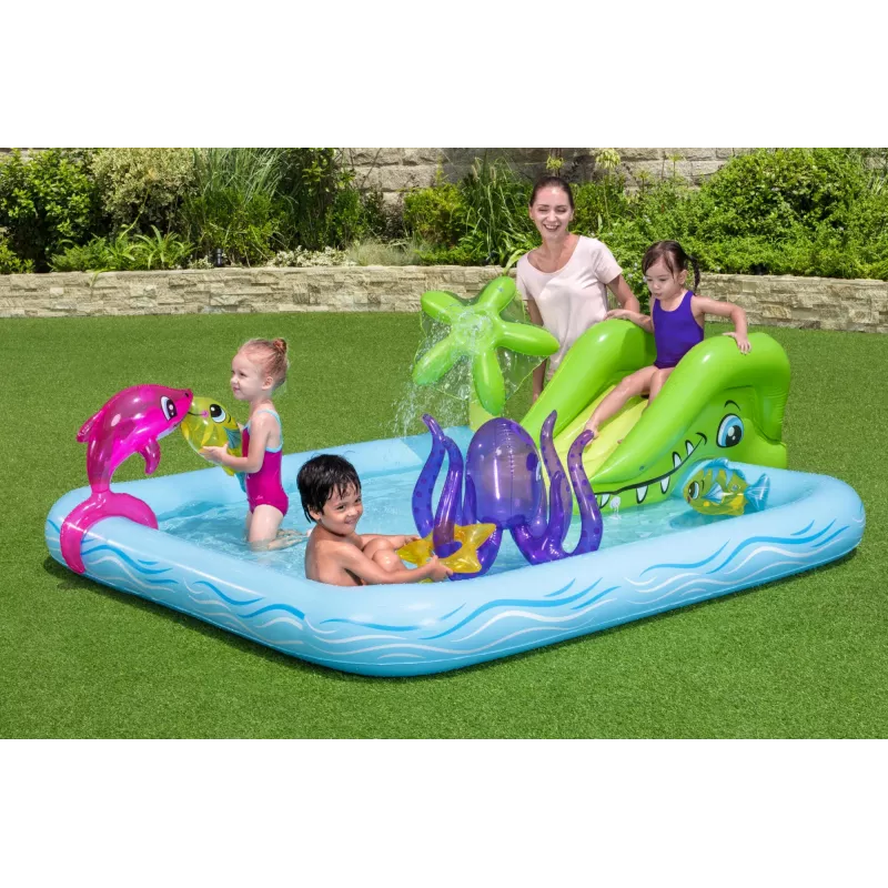 Bestway Play Center Fantastic Aquarium Piscina de brincar, piscina insuflável, 308 L, Forma de 8, 2 a., Vinil, multicolor