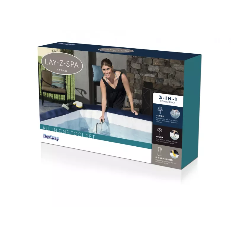 Bestway Lay-Z-Spa Conjunto de ferramentas tudo-em-um, conjunto de limpeza, todas as marcas, cinzento, branco, amarelo, 394 g, caixa de cores completa, 80 mm