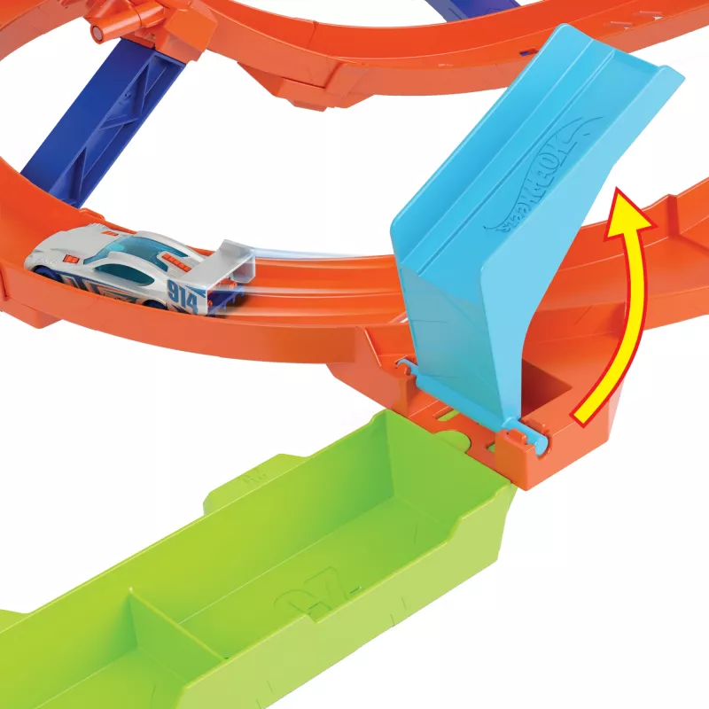 Hot Wheels Action Loop Cyclone Challenge Conjunto de pista com carro de brinquedo à escala 1:64, armazenamento fácil