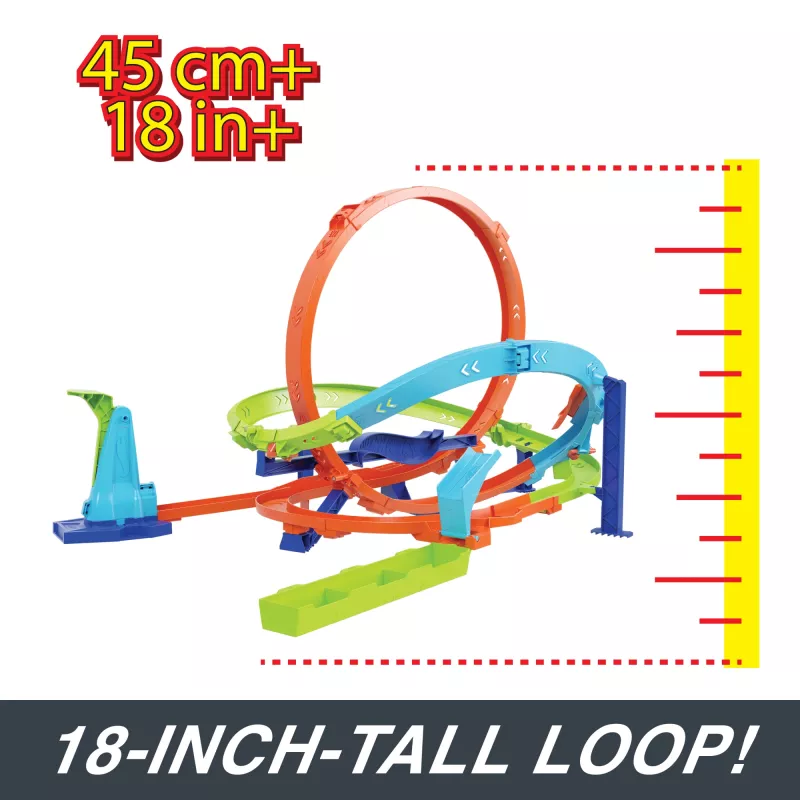 Hot Wheels Action Loop Cyclone Challenge Conjunto de pista com carro de brinquedo à escala 1:64, armazenamento fácil